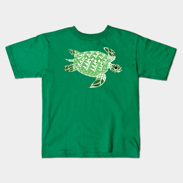 jade mexican caribbean carey turtle tortoise in ecopop floral wallpaper Kids T-Shirt by jorge_lebeau